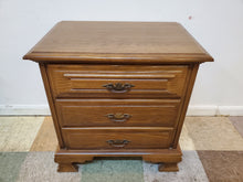 Load image into Gallery viewer, Vintage Oak 3 Drawer Nightstand