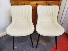 Load image into Gallery viewer, Pair White Modern Mid Century Modern Style Faux Leather Side Chairs