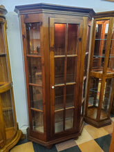 Load image into Gallery viewer, Vintage Pine Curio Cabinet With Light