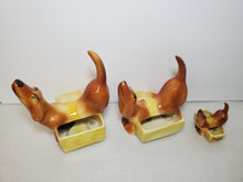 Load image into Gallery viewer, Set Of 3 1950's Ceramic Dachshund Dresser Caddies