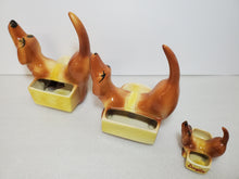 Load image into Gallery viewer, Set Of 3 1950's Ceramic Dachshund Dresser Caddies