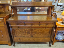 Load image into Gallery viewer, Antique Tiger Oak Empire Sideboard Buffet Server