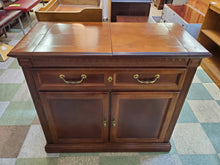 Load image into Gallery viewer, Vintage Flip Top Buffet Server With Wood Inlay