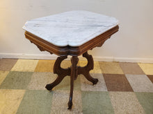 Load image into Gallery viewer, Antique Victorian Eastlake Marble Top Parlor Table - Lamp Table