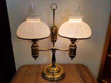 Load image into Gallery viewer, Vintage Student Lamp With Double Globe – 3 Way Switches Operating Separately