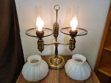 Load image into Gallery viewer, Vintage Student Lamp With Double Globe – 3 Way Switches Operating Separately