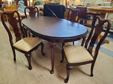 Load image into Gallery viewer, Vintage Cherry Dining Table Set With 4 Chairs - 2 Leaves and Protective Pad By Thomasville