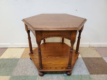 Load image into Gallery viewer, Vintage Oak Hexagon End Table