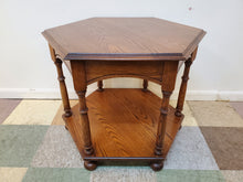 Load image into Gallery viewer, Vintage Oak Hexagon End Table