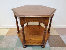 Load image into Gallery viewer, Vintage Oak Hexagon End Table