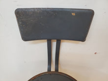 Load image into Gallery viewer, Vintage Metal Industrial Stool With Back Rest