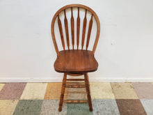 Load image into Gallery viewer, Vintage Oak Arrow Back Swivel Barstool