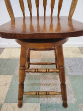 Load image into Gallery viewer, Vintage Oak Arrow Back Swivel Barstool