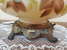 Load image into Gallery viewer, Large Vintage Hurricane Style Table Lamp - Hand Painted