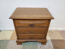 Load image into Gallery viewer, Vintage Oak 3 Drawer Nightstand