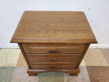 Load image into Gallery viewer, Vintage Oak 3 Drawer Nightstand