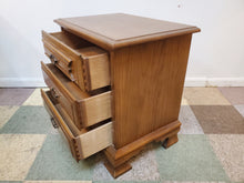 Load image into Gallery viewer, Vintage Oak 3 Drawer Nightstand