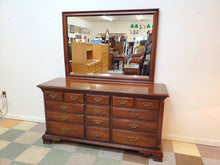 Load image into Gallery viewer, Vintage Cherry Triple Dresser With Mirror By Thomasville 12 Drawers