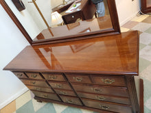 Load image into Gallery viewer, Vintage Cherry Triple Dresser With Mirror By Thomasville 12 Drawers