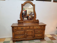 Load image into Gallery viewer, Vintage Triple Dresser With Mirror By Dixie Furniture - 8 Drawers