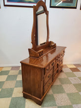 Load image into Gallery viewer, Vintage Triple Dresser With Mirror By Dixie Furniture - 8 Drawers