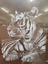Load image into Gallery viewer, Vintage Tiger With Cub Print In Frame