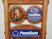 Load image into Gallery viewer, Vintage Penn State Football Wooden Wall Plaque Clock By Emdur Metal Products