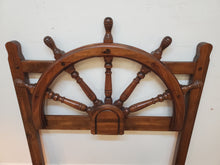 Load image into Gallery viewer, Vintage Ship Ahoy Pine Twin Size Bed - Ship Wheel Headboard With Metal Frame Ship Ahoy By Young Hinkle