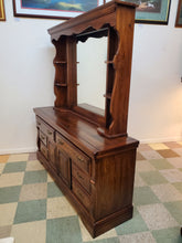 Load image into Gallery viewer, Vintage Pine Triple Dresser With Hutch Top Mirror By Burlington House Furniture