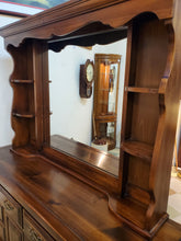 Load image into Gallery viewer, Vintage Pine Triple Dresser With Hutch Top Mirror By Burlington House Furniture