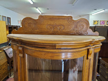 Load image into Gallery viewer, Vintage Oak Carved Glass Curio China Cabinet With Paw Feet