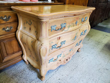Load image into Gallery viewer, Vintage Pine Bombe Chest - French 3 Drawer - Floral Painted By Pulaski Furniture