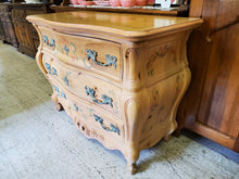 Load image into Gallery viewer, Vintage Pine Bombe Chest - French 3 Drawer - Floral Painted By Pulaski Furniture