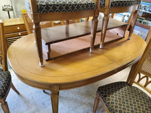 Load image into Gallery viewer, Vintage Dining Table Set With 6 Chairs and 2 Extension Leaves By Thomasville Furniture