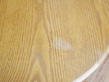 Load image into Gallery viewer, Vintage Oak Pedestal Dining Table With 4 Pressed Back Chairs - Round To Oval With Leaf