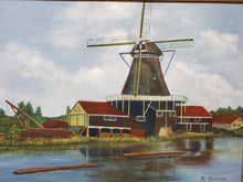 Load image into Gallery viewer, Windmill Landscape Oil On Board - R Maguire