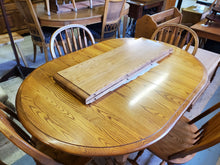 Load image into Gallery viewer, Vintage Oak S Bent & Bros Dining Table Set With 4 Arrow Back Chairs – 2 Leaves