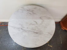 Load image into Gallery viewer, Modern Round End Table With Faux Marble Top and Drawer