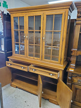 Load image into Gallery viewer, Vintage Oak China Cabinet With Lights