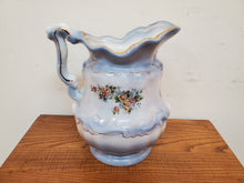 Load image into Gallery viewer, Vintage Wash Bowl and Pitcher Set - Blue Floral Chamber Set