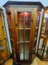 Load image into Gallery viewer, Vintage Pine Curio Cabinet With Light