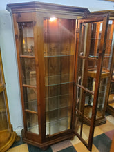 Load image into Gallery viewer, Vintage Pine Curio Cabinet With Light