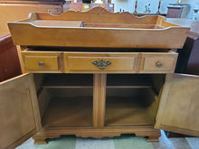 Load image into Gallery viewer, Vintage Maple Dry Sink Cabinet With Copper Insert By Bassett Furniture