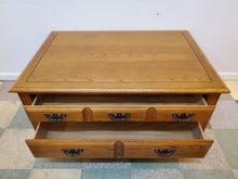 Load image into Gallery viewer, Oak Coffee Table With Drawers On Caster Wheels- By Broyhill Furniture
