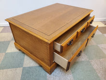 Load image into Gallery viewer, Oak Coffee Table With Drawers On Caster Wheels- By Broyhill Furniture