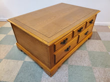 Load image into Gallery viewer, Oak Coffee Table With Drawers On Caster Wheels- By Broyhill Furniture