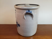 Load image into Gallery viewer, Vintage Rockdale Union Stoneware Salt Glazed Crock With Lid - Cobalt Blue Flour Decanter