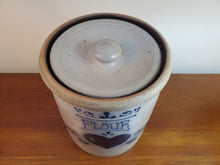 Load image into Gallery viewer, Vintage Rockdale Union Stoneware Salt Glazed Crock With Lid - Cobalt Blue Flour Decanter