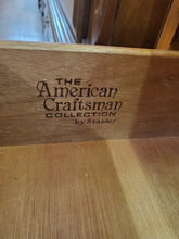 Load image into Gallery viewer, Vintage Cherry Triple Dresser With Trifold Mirror By Stanley Furniture - 12 Drawers The American Craftsman Collections