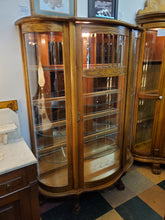 Load image into Gallery viewer, Vintage Oak Curio Glass Curio China Cabinet With Light